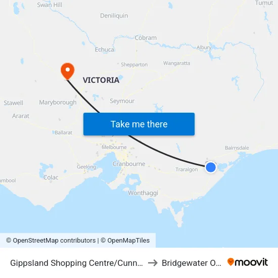 Gippsland Shopping Centre/Cunninghame St to Bridgewater On Loddon map