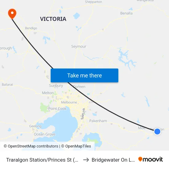 Traralgon Station/Princes St to Bridgewater On Loddon map