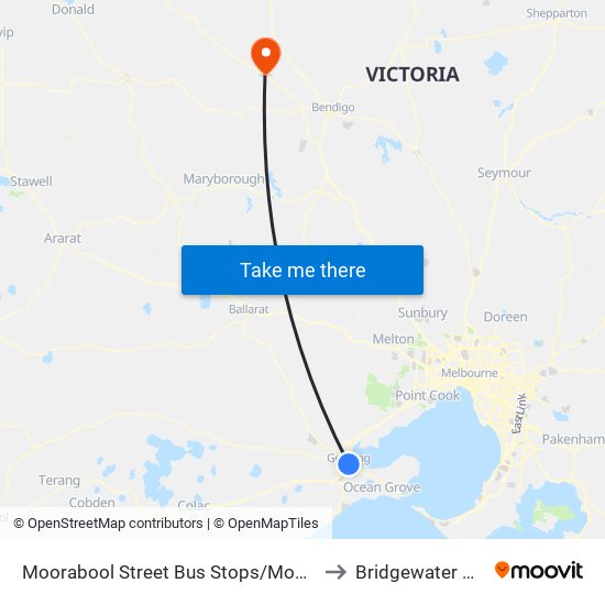 Moorabool Street Bus Stops/Moorabool St (Geelong) to Bridgewater On Loddon map