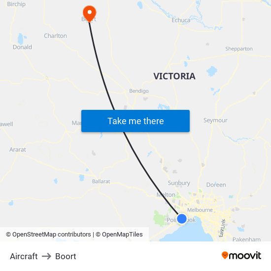 Aircraft to Boort map