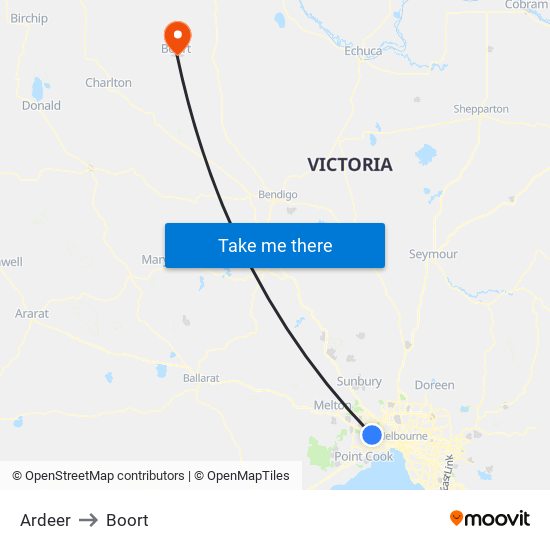 Ardeer to Boort map