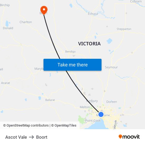 Ascot Vale to Boort map