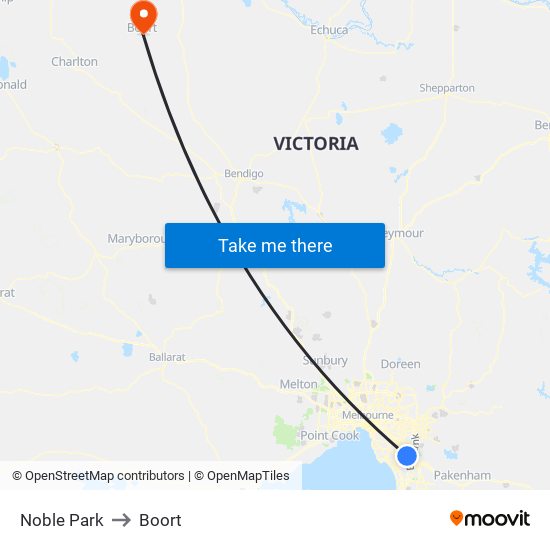 Noble Park to Boort map