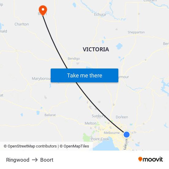 Ringwood to Boort map