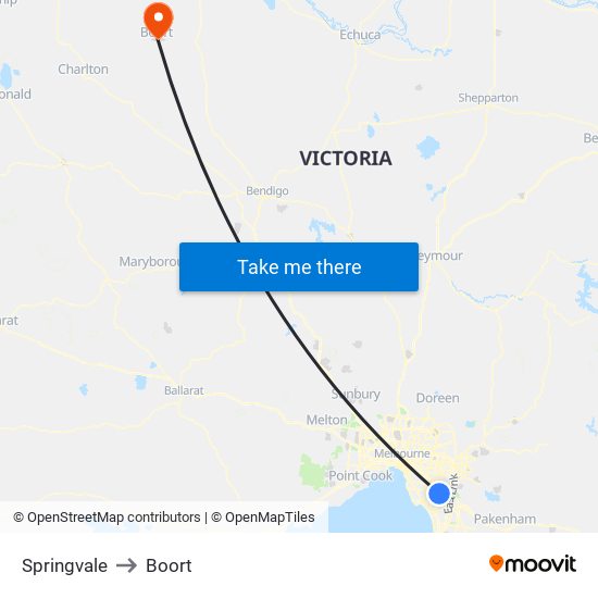 Springvale to Boort map