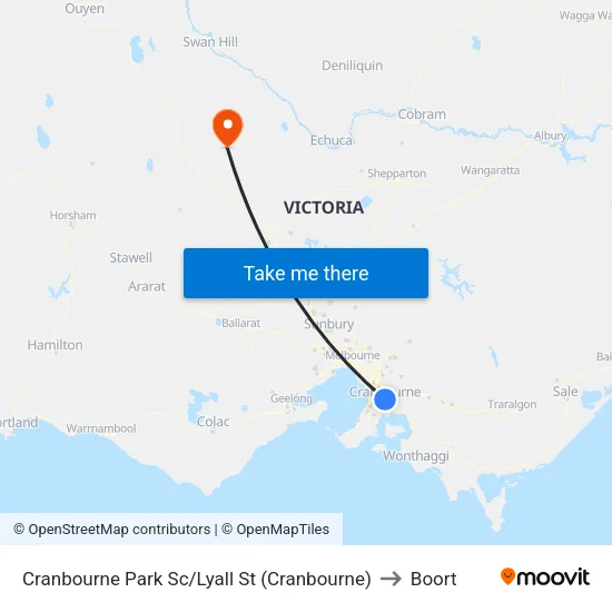 Cranbourne Park Sc/Lyall St to Boort map