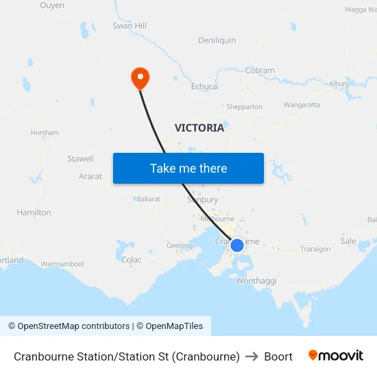 Cranbourne Station/Station St to Boort map