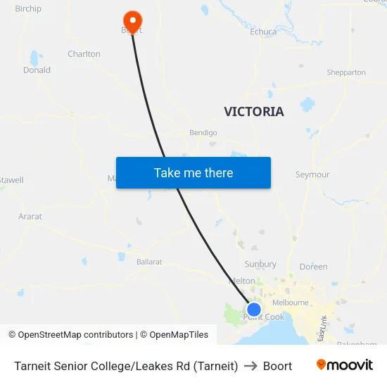 Tarneit Senior College/Leakes Rd to Boort map