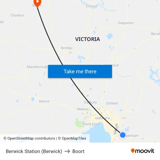 Berwick Station to Boort map