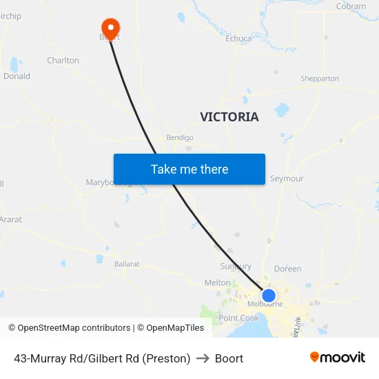 Murray Rd/Gilbert Rd #43 to Boort map