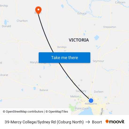 39-Mercy College/Sydney Rd (Coburg North) to Boort map
