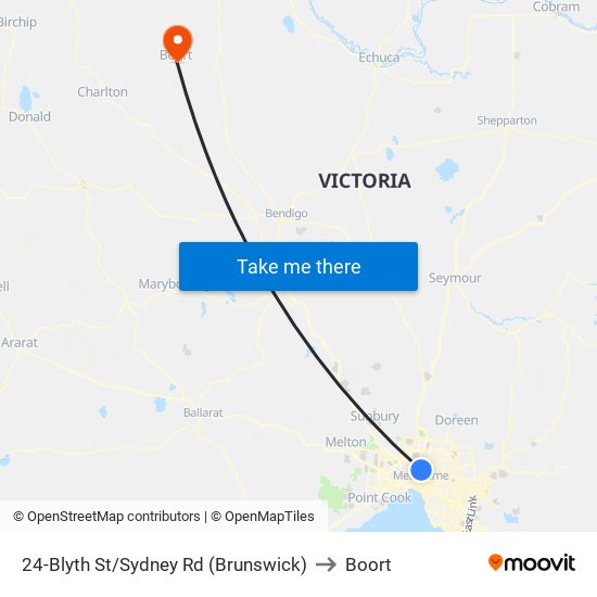 24-Blyth St/Sydney Rd (Brunswick) to Boort map