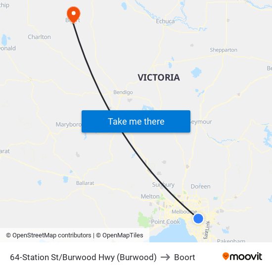 64-Station St/Burwood Hwy (Burwood) to Boort map