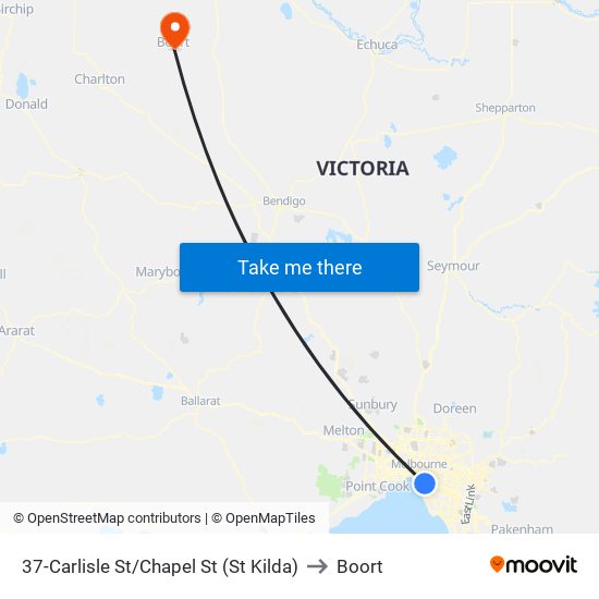 37-Carlisle St/Chapel St (St Kilda) to Boort map