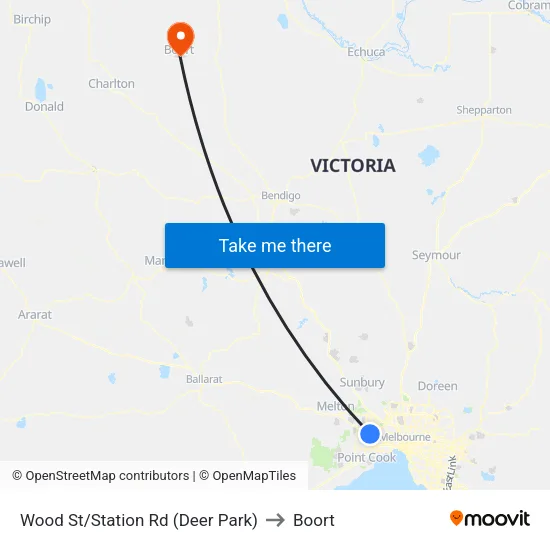 Wood St/Station Rd to Boort map