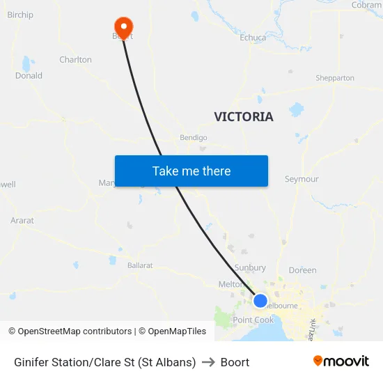 Ginifer Station/Clare St to Boort map