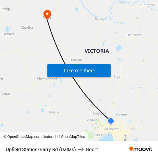 Upfield Station/Barry Rd to Boort map