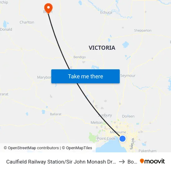 Caulfield Railway Station/Sir John Monash Dr to Boort map