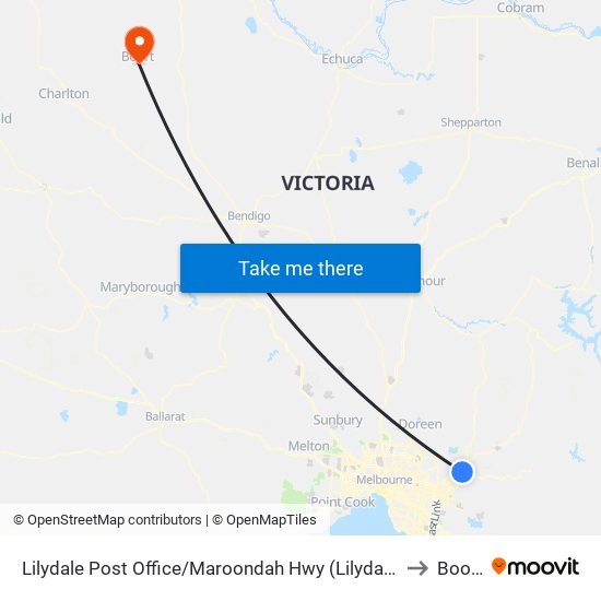 Lilydale Post Office/Maroondah Hwy (Lilydale) to Boort map