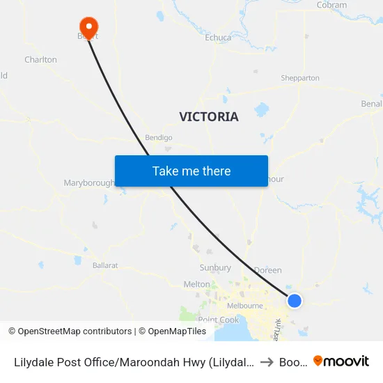 Lilydale Post Office/Maroondah Hwy to Boort map