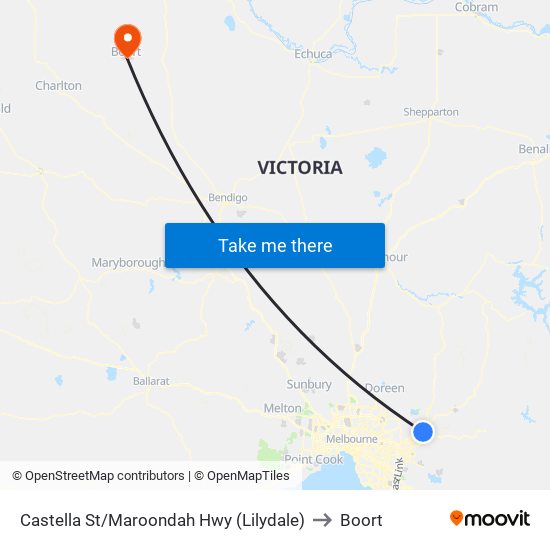 Castella St/Maroondah Hwy (Lilydale) to Boort map