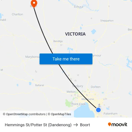 Hemmings St/Potter St to Boort map