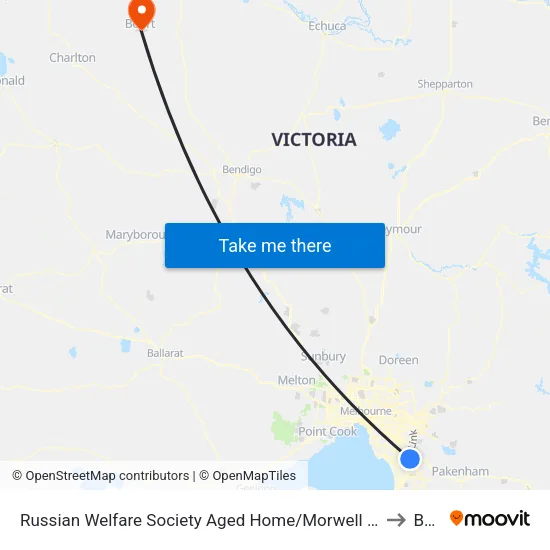 Russian Welfare Society Aged Home/Morwell Ave to Boort map