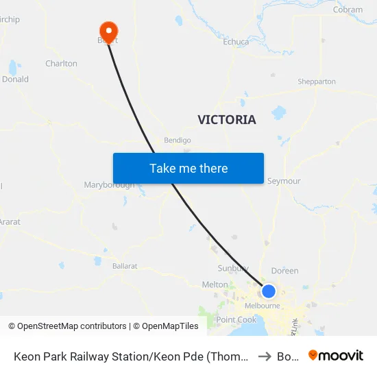 Keon Park Station/Keon Pde to Boort map