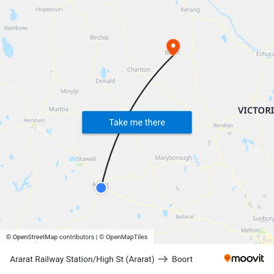 Ararat Railway Station/High St to Boort map
