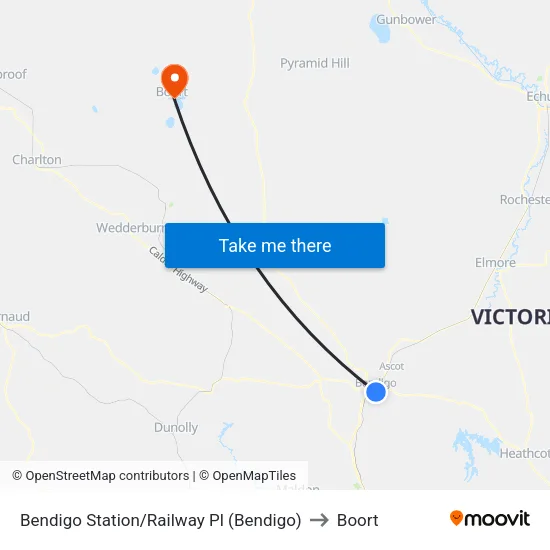 Bendigo Station/Railway Pl to Boort map