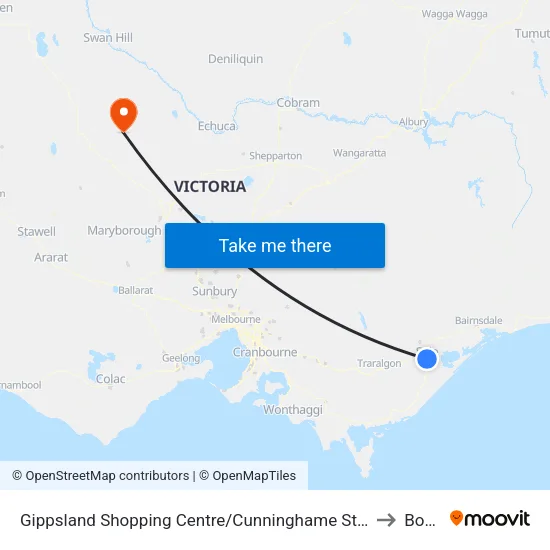 Gippsland Shopping Centre/Cunninghame St to Boort map