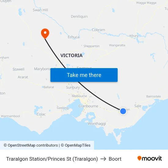 Traralgon Station/Princes St to Boort map