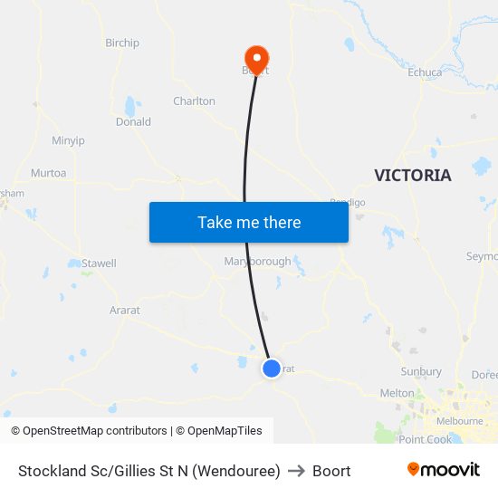 Stockland Sc/Gillies St N (Wendouree) to Boort map