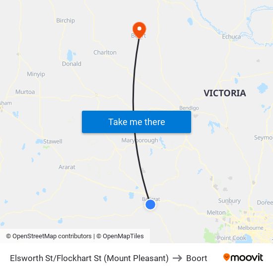 Elsworth St/Flockhart St (Mount Pleasant) to Boort map