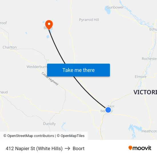 Rheola St/Napier St to Boort map