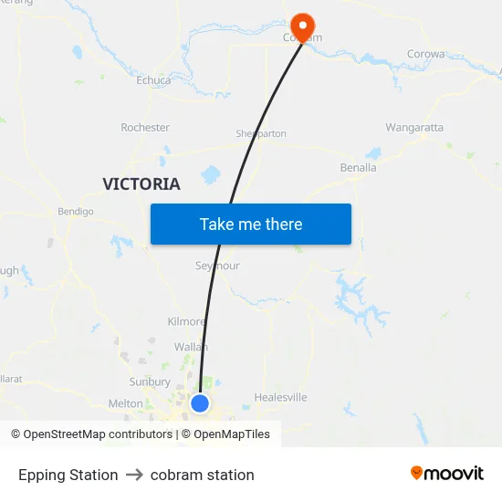 Epping Station to cobram station map