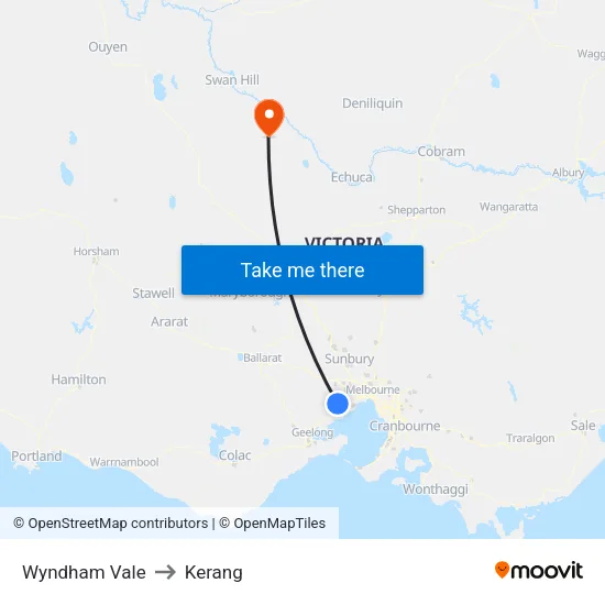 Wyndham Vale to Kerang map
