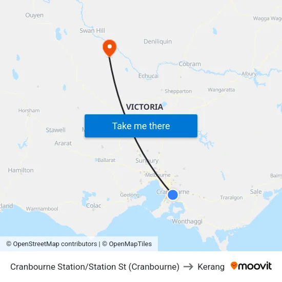 Cranbourne Station/Station St to Kerang map