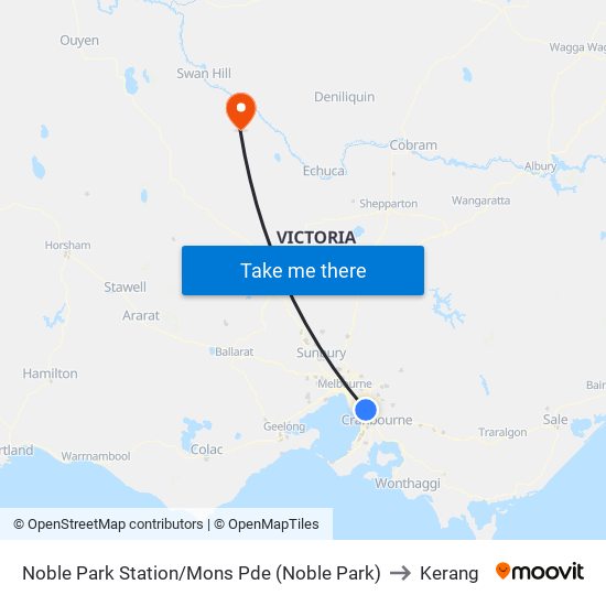 Noble Park Station/Mons Pde (Noble Park) to Kerang map