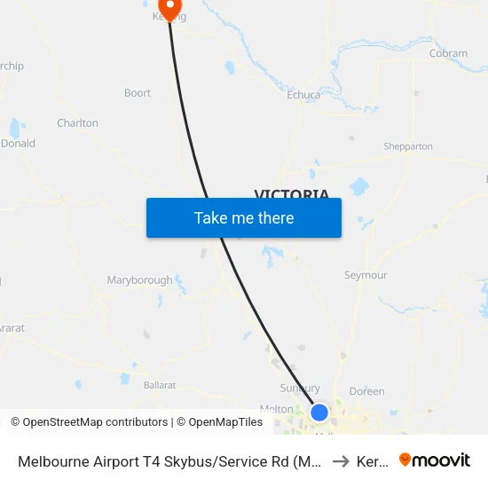 Melbourne Airport T4 Skybus/Service Rd to Kerang map