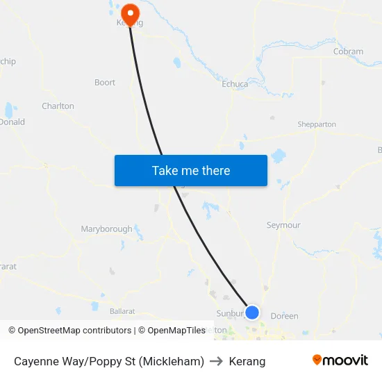 Cayenne Way/Poppy St to Kerang map