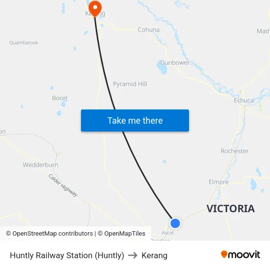 Huntly Railway Station (Huntly) to Kerang map
