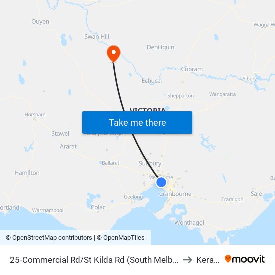 25-Commercial Rd/St Kilda Rd (South Melbourne) to Kerang map