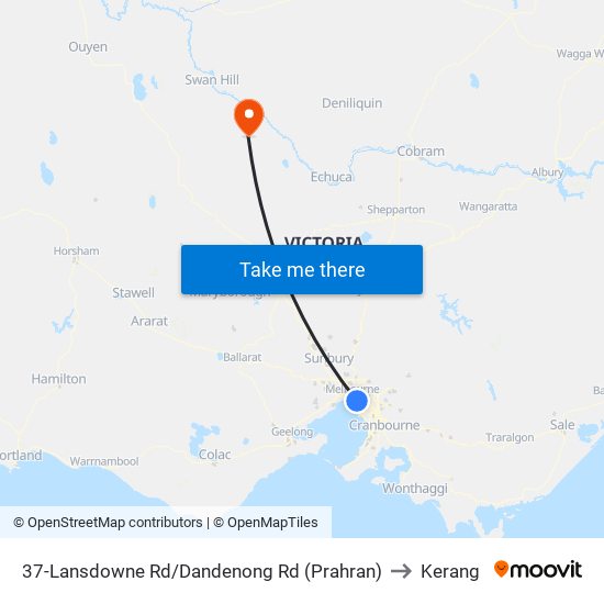 37-Lansdowne Rd/Dandenong Rd (Prahran) to Kerang map