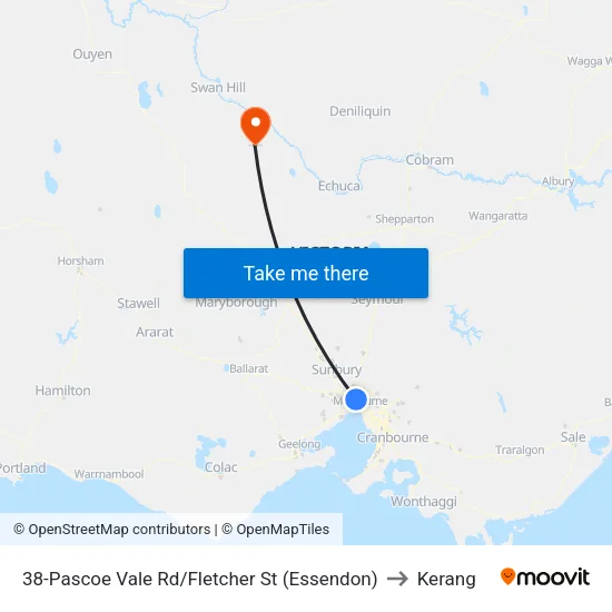 Pascoe Vale Rd/Fletcher St #38 to Kerang map