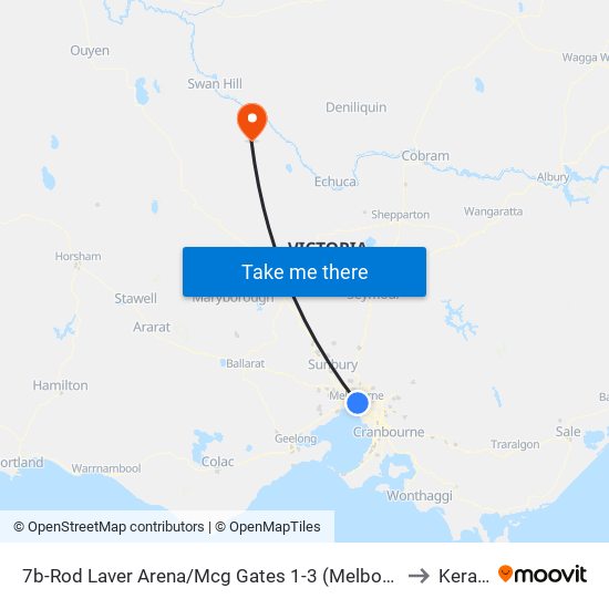 7b-Rod Laver Arena/Mcg Gates 1-3 (Melbourne City) to Kerang map