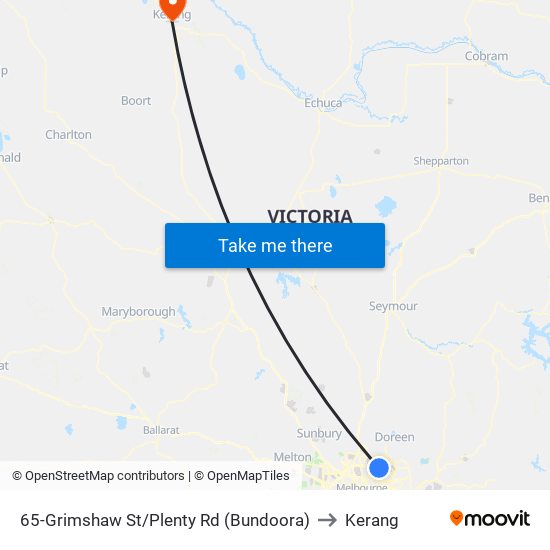 65-Grimshaw St/Plenty Rd (Bundoora) to Kerang map