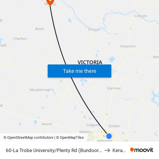 60-La Trobe University/Plenty Rd (Bundoora) to Kerang map