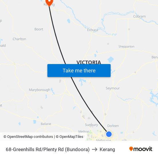 68-Greenhills Rd/Plenty Rd (Bundoora) to Kerang map