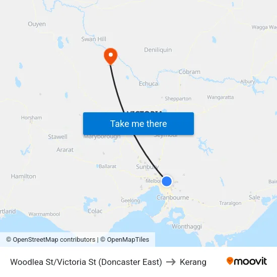 Woodlea St/Victoria St to Kerang map